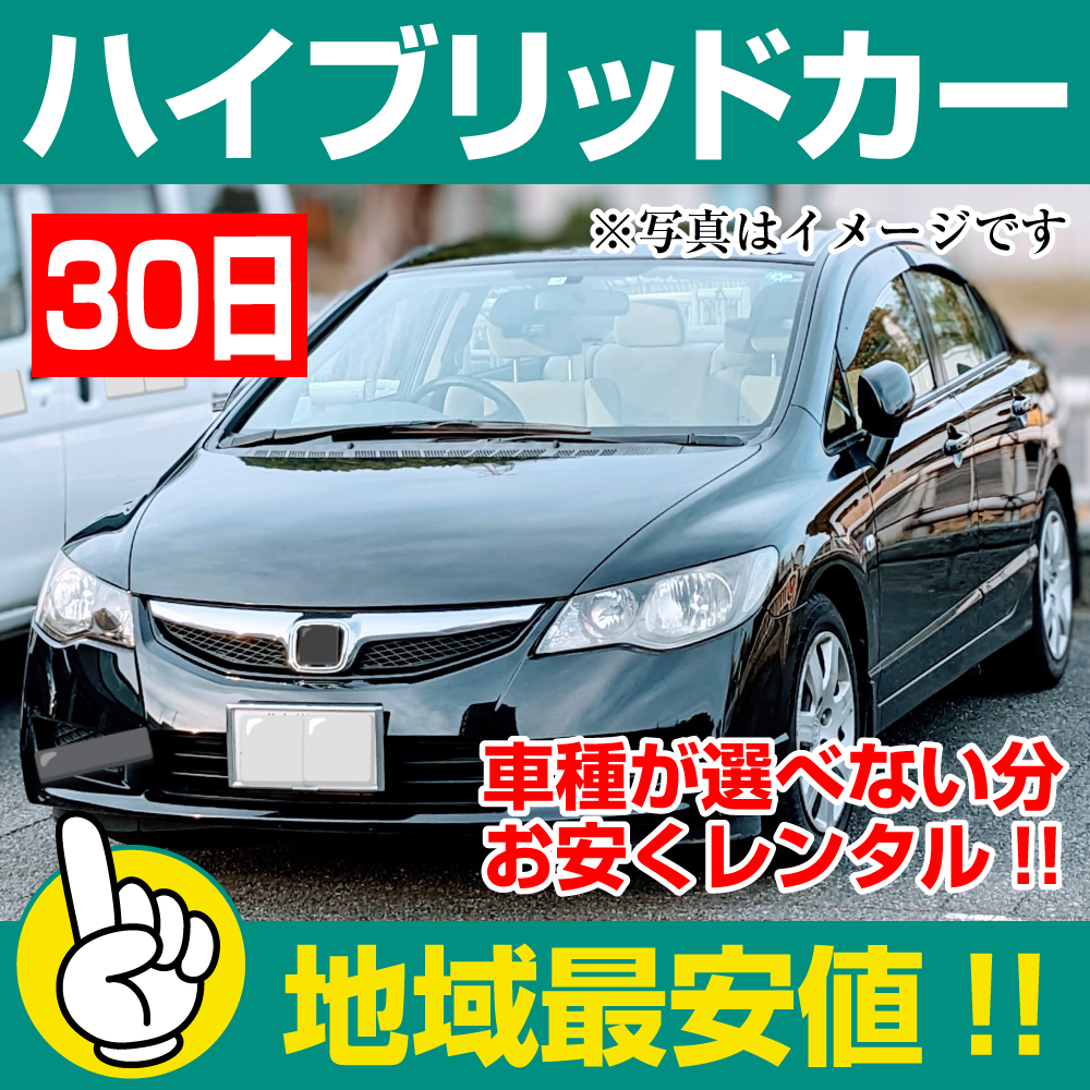レンタカーが安い!【ハイブリッドカー】30日 ハイブリッドカー レンタカー 「レンタカー最安値!」※30日間レンタカー